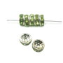 Distantier argintiu cu  rhinestone verde crud, 8 mm (cod 7-88)