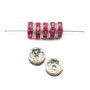 Distantier argintiu cu  rhinestone roz intens, 8 mm (cod 7-94)