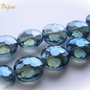 Pastile gri-bleu din sticla microfatetata in forma de floare cu diamentrul de 14 mm si grosimea de 10 mm