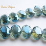 Pastile ovale gri-bleu din sticla microfatetata aprox 12x9x6.5 mm