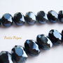 Pastile ovale imitatie hematit din sticla microfatetata aprox 12x9x6.5 mm