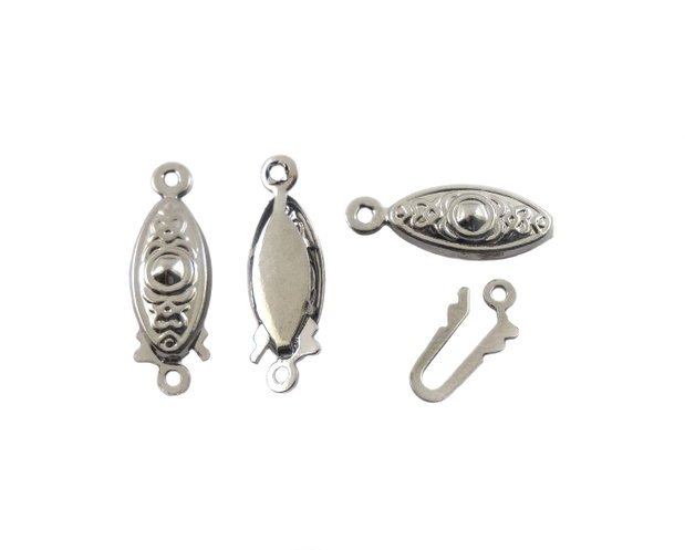 Inchizatoare tip carlig, finisaj argintiu antichizat, 20x7 mm (cod 13-73)