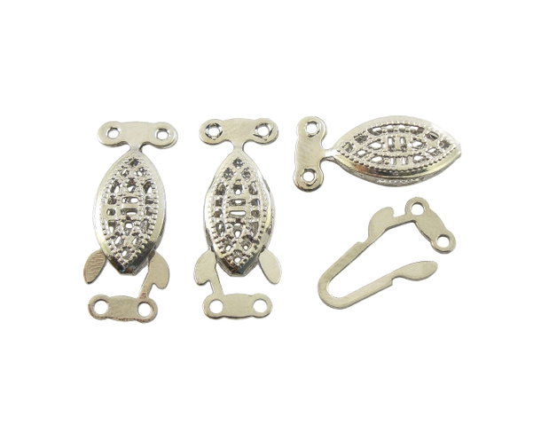 Inchizatoare multisir tip carlig, finisaj argintiu antichizat, 22x8 mm (cod 13-76)