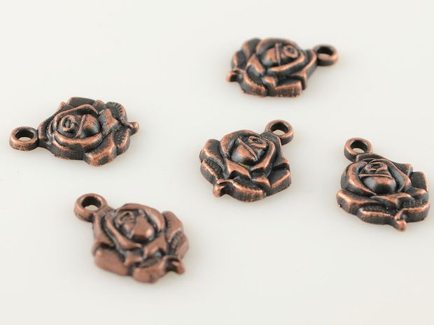 P382 Charms trandafir cupru 20x14mm