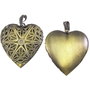 Pandantiv tip locket inima, finisaj bronz, 43x40 mm (cod 11-122)