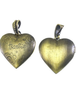 Pandantiv tip locket inima, finisaj bronz, 29x28 mm (cod 11-123)