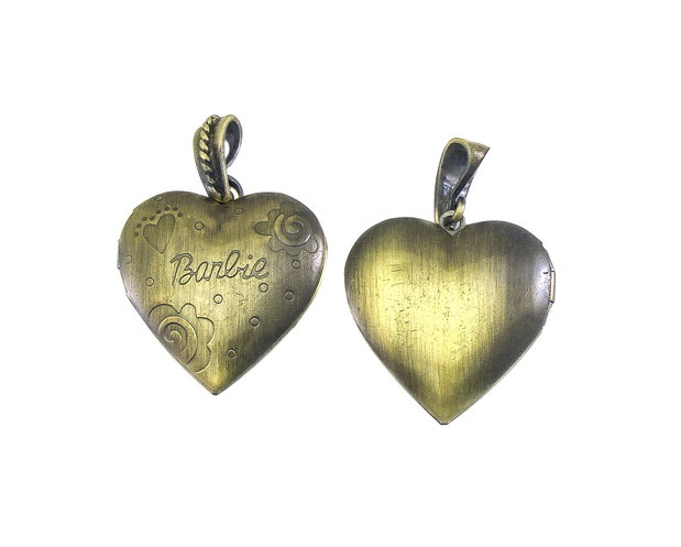 Pandantiv tip locket inima, finisaj bronz, 29x28 mm (cod 11-123)