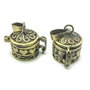 Pandantiv tip locket cutiuta, finisaj bronz, 14x12 mm (cod 11-130)