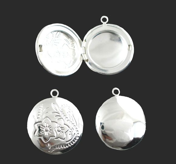 1b Pandantiv locket box placat argint 20mm