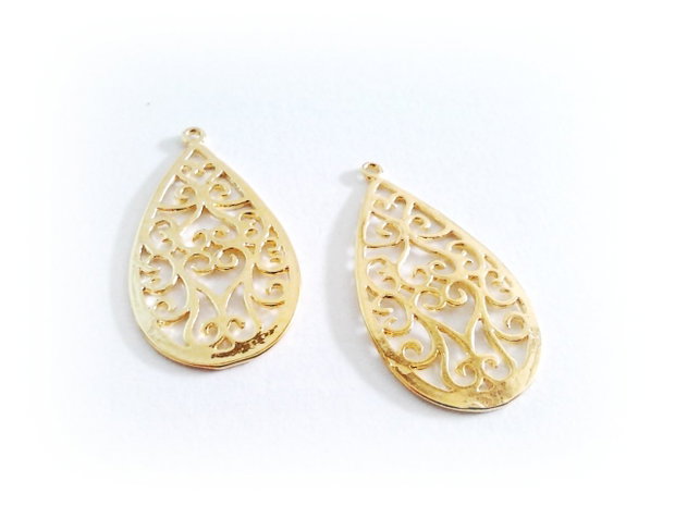 2b Element decorativ cercei  placat aur 28 x 15mm (gp 06)