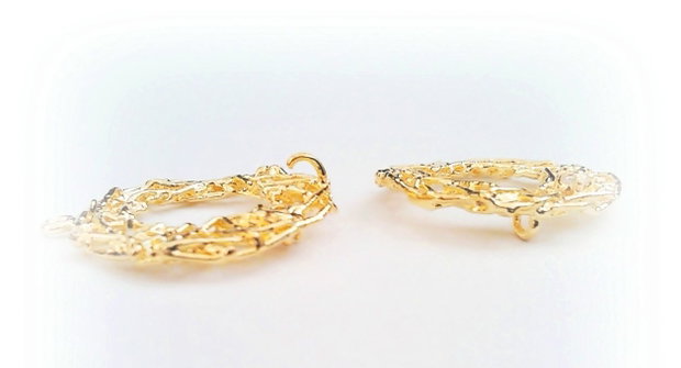 1b Pandantiv / link  placat aur rhinestone 22 x20 mm