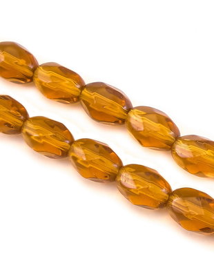 Margele de sticla, bob de orez fatetat, 11x7 mm (cod 19-77)