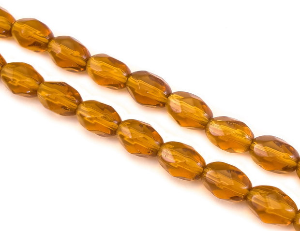 Margele de sticla, bob de orez fatetat, 11x7 mm (cod 19-77)