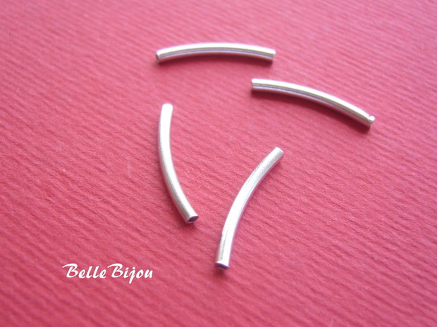 Tub din argint rodiat usor arcuit 15x1.5 mm