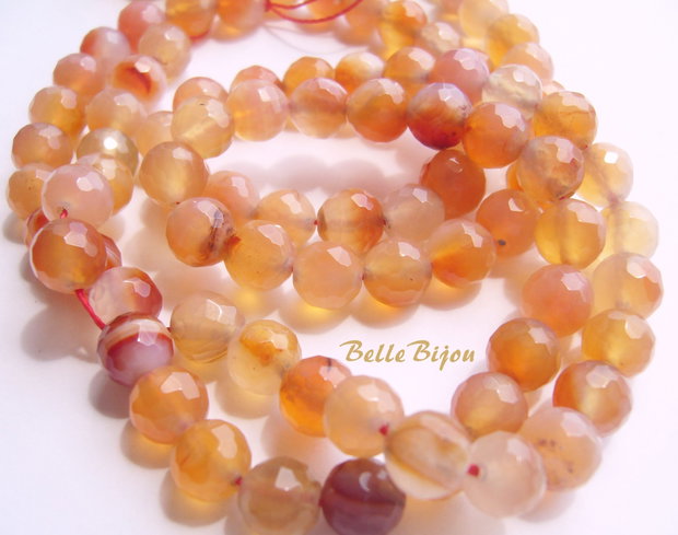 Agate fatetate aprox 8 mm degrade nude-portocaliu-corai