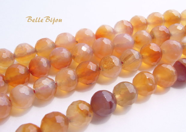 Agate fatetate aprox 8 mm degrade nude-portocaliu-corai