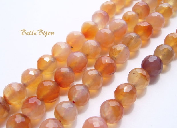 Agate fatetate aprox 8 mm degrade nude-portocaliu-corai