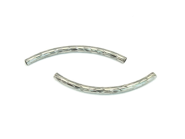 Distantier tubular, arcuit, finisaj argintiu antichizat, 45x3 mm (cod 7-103)