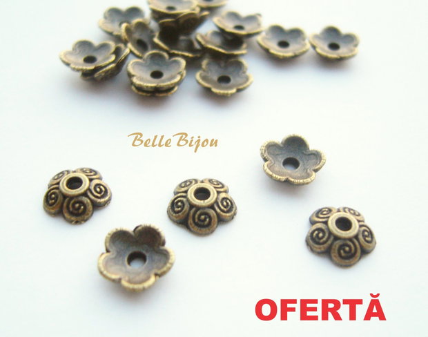 OFERTA...(10b) Capacele mici finisaj bronz pentru margele 6-10 mm