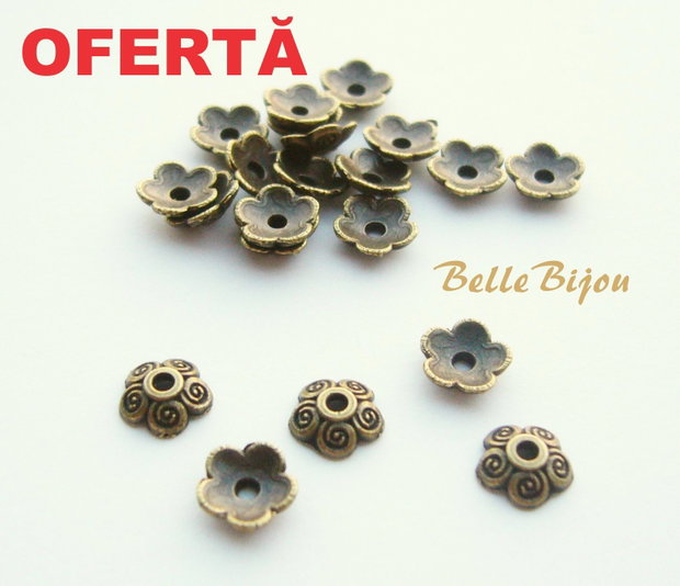 OFERTA...(10b) Capacele mici finisaj bronz pentru margele 6-10 mm