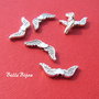 Inimioare cu aripi argintii antichizate 3x7x20 mm