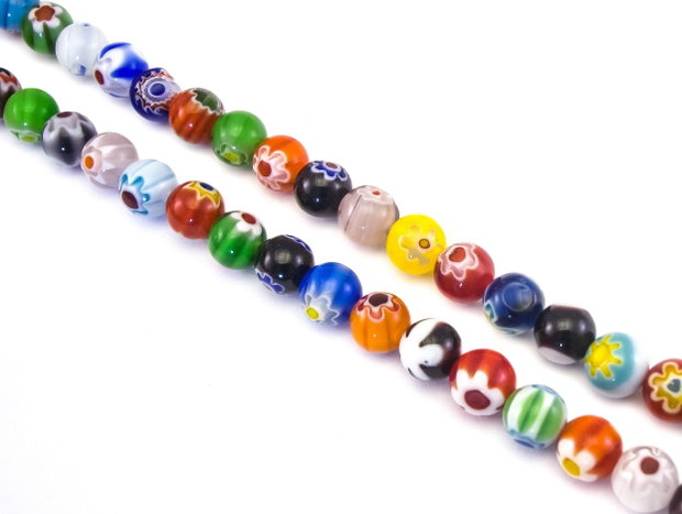 Margele de sticla millefiori, sfere 8 mm (cod 19-120)