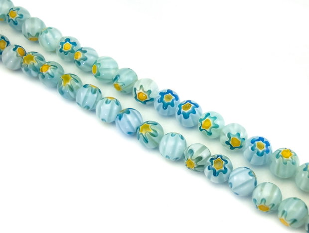 Margele de sticla millefiori, sfere 8 mm (cod 19-124)