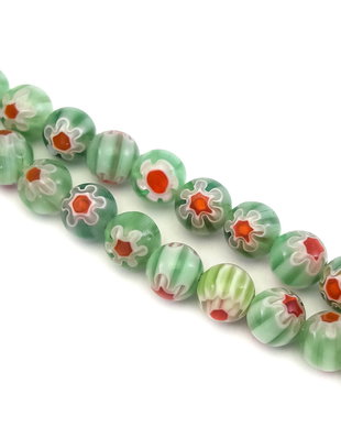 Margele de sticla millefiori, sfere 8 mm (cod 19-126)