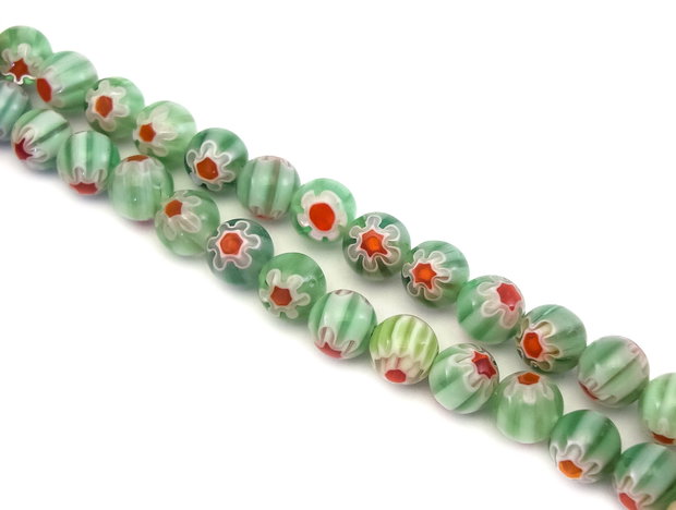 Margele de sticla millefiori, sfere 8 mm (cod 19-126)