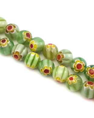 Margele de sticla millefiori, sfere 8 mm (cod 19-127)