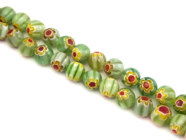 Margele de sticla millefiori, sfere 8 mm (cod 19-127)