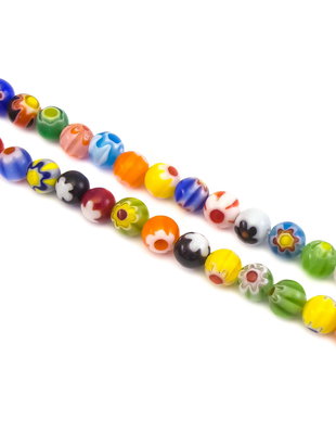 Margele de sticla millefiori, sfere 6 mm (cod 19-130)