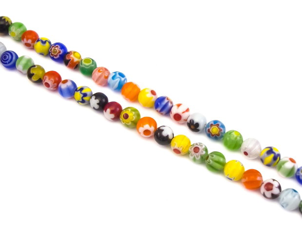 Margele de sticla millefiori, sfere 6 mm (cod 19-130)
