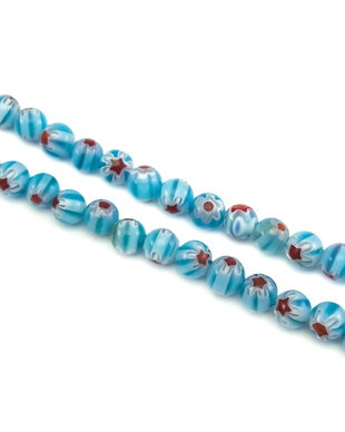 Margele de sticla millefiori, sfere 6 mm (cod 19-133)