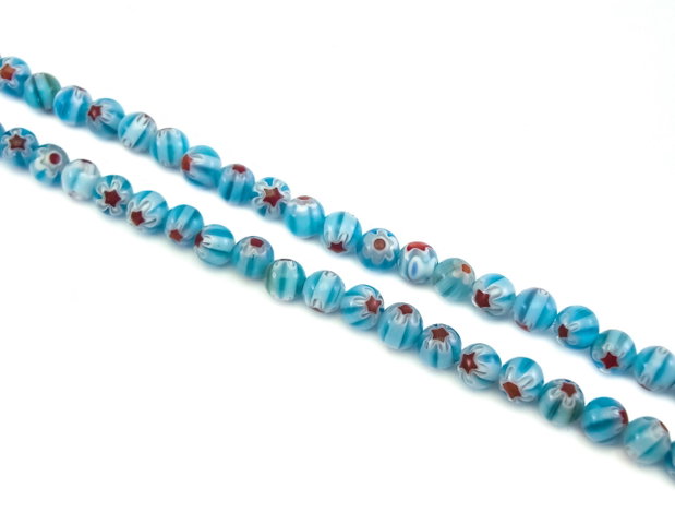 Margele de sticla millefiori, sfere 6 mm (cod 19-133)