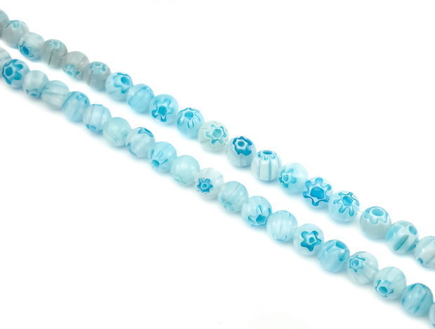 Margele de sticla millefiori, sfere 6 mm (cod 19-135)