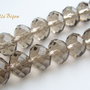 Cristale fatetate de sticla gri (imitatatie cuart fumuriu) 10x7 mm