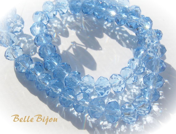 (10b) Cristale fatetate de sticla bleu 6x4 mm