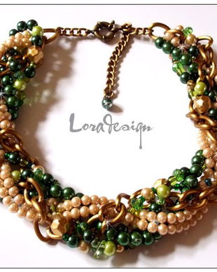 COLIER STATEMENT VERDE/BEJ/AURIU
