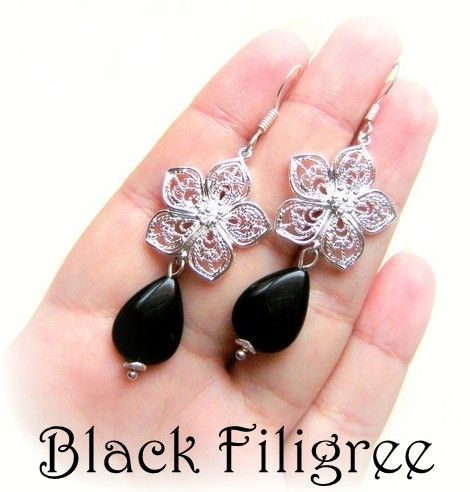 925 sterling silver BLACK FILIGREE