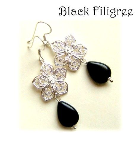 925 sterling silver BLACK FILIGREE