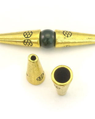 Conuri, finisaj auriu antichizat, 20,5x8 mm (cod 8-62)