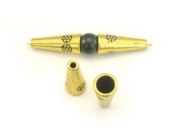 Conuri, finisaj auriu antichizat, 20,5x8 mm (cod 8-62)