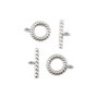 Inchizatoare tip toggle, placata cu argint, 14x11 mm + 15x5,5 mm (cod 13-98)