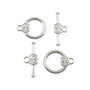 Inchizatoare tip toggle, placata cu argint, 18x14 mm + 21x9 mm (cod 13-100)