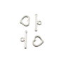 Inchizatoare tip toggle inima, placata cu argint, 8x8 mm + 13x5 mm (cod 13-108)