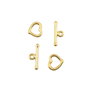Inchizatoare tip toggle inima, placata cu aur, 8x8 mm + 13x5 mm (cod 13-109)