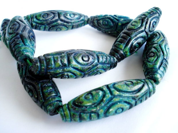 Chrysocolla ovala gravata 15 x 40mm (model 2)