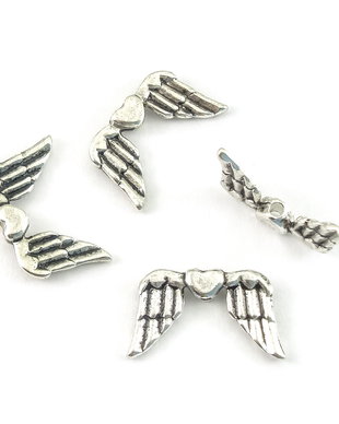 Distantier aripi, argintiu antichizat, 19x11 mm (cod 7-133)