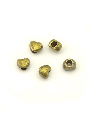 Distantier inima, finisaj bronz, 4x3 mm - 10 buc (cod 7-151)